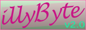 Illy's button ^w^ it has a watermelon color scheme with bendy fancy cursive text saying 'illyByte v2.0' Illy's button ^w^ it has a watermelon color scheme with bendy fancy cursive text saying 'illyByte v2.0'